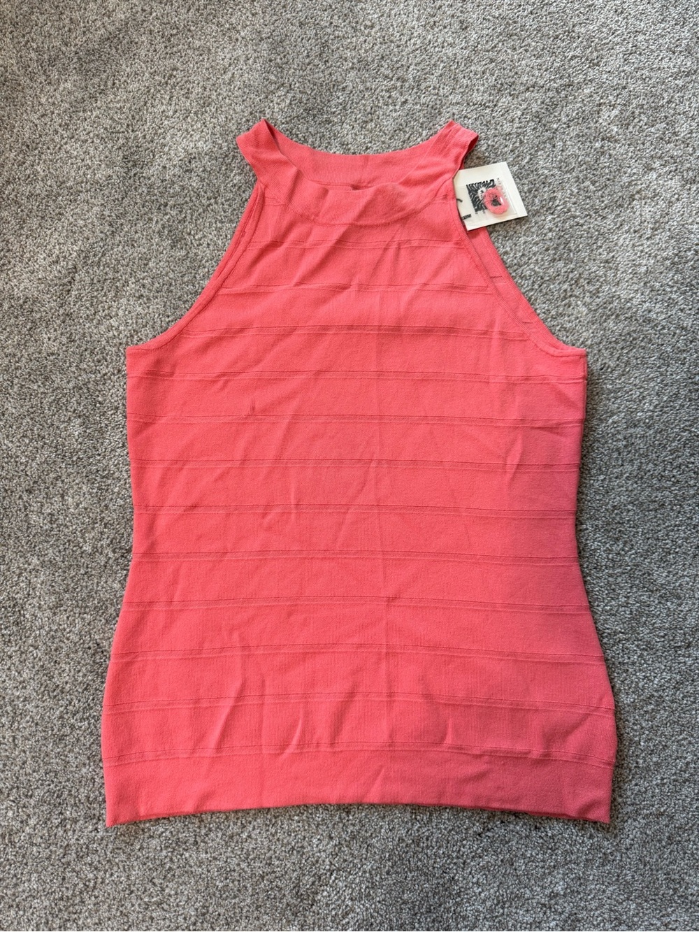 Anne Klein Coral Pink Knit Tank Top | Soft Girl Coquette Feminine Chic | NWT S